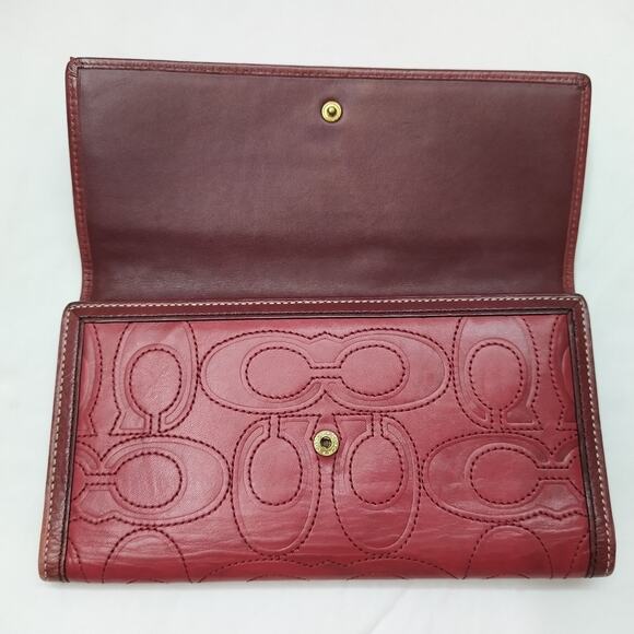 Coach Red Leather Credit Card ID Window Trifold Wallet - Vintage - Picture 10 of 14